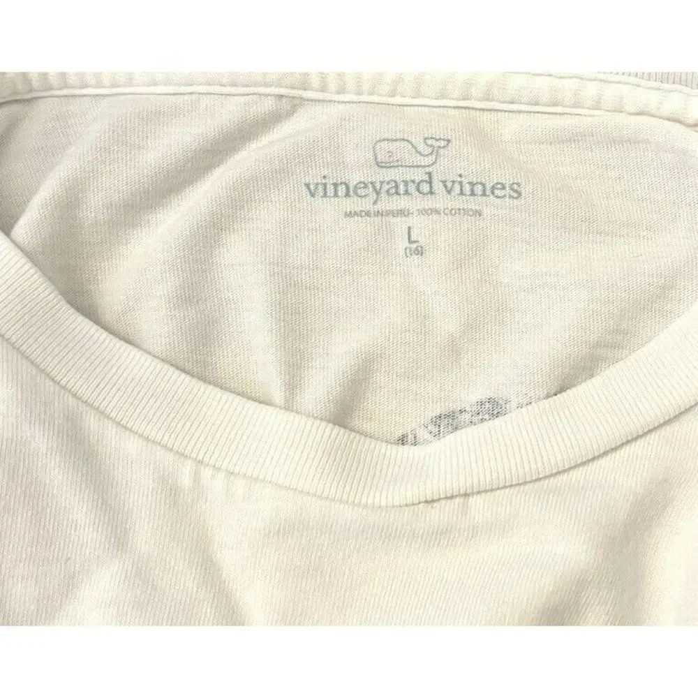Vineyard Vines Youth Large 16 Long Sleeve White Pocket T-Shirt Whale Adult Small